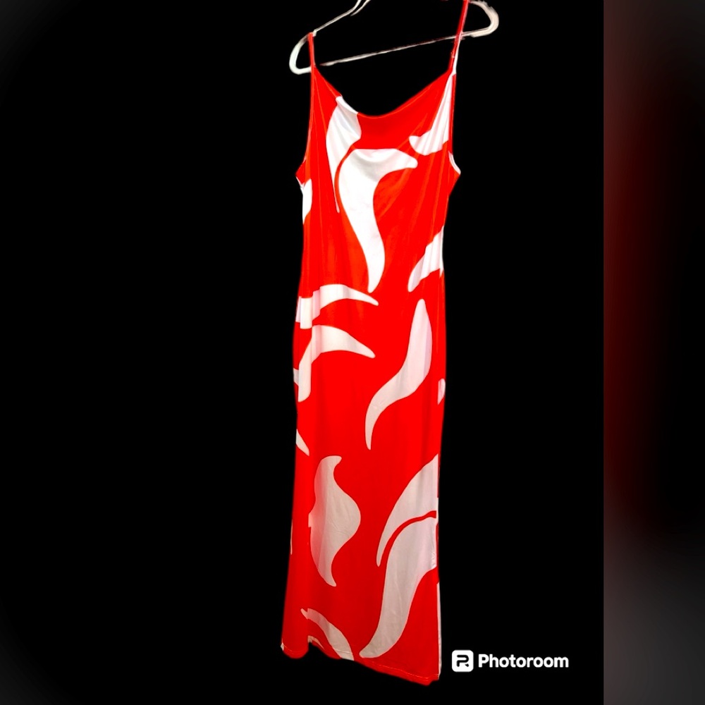 SEXY SHERBET/WHITE COLOR MAXI DRESS- NWOT